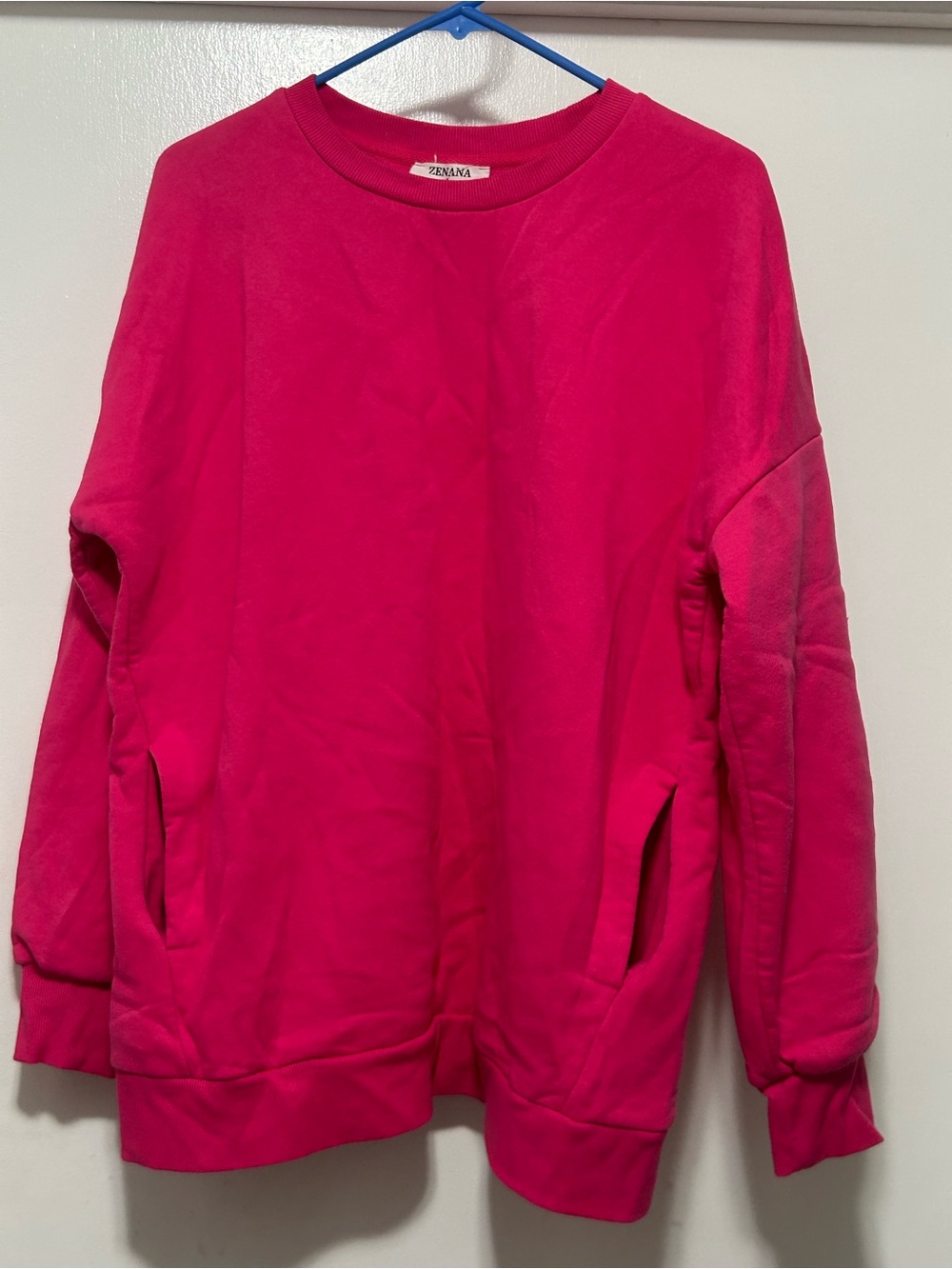 Zenana Hot Pink Crewneck Pullover and Pants - Tracksuit